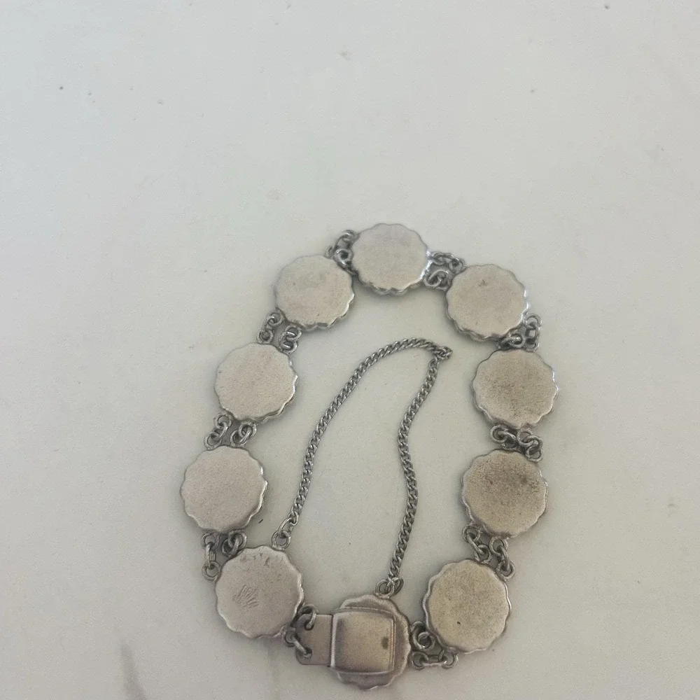 Vintage Japanese Damascene KOMAI Bracelet‎ Linked Gold & Silver Inlays 10 Scenes